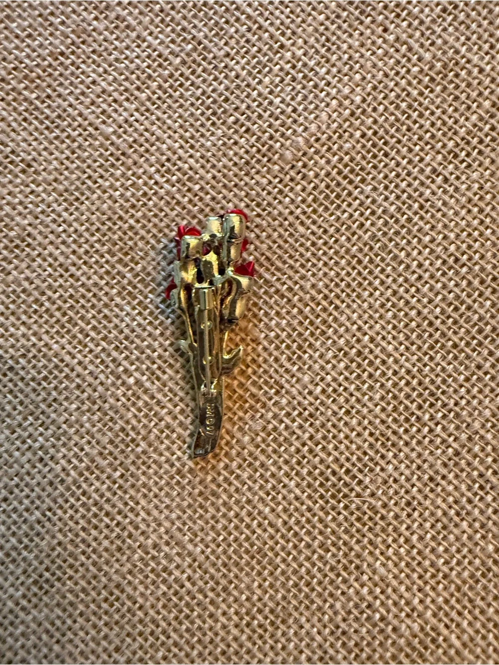 Vintage Red Floral Bouquet Brooch Pin - Gold Tone